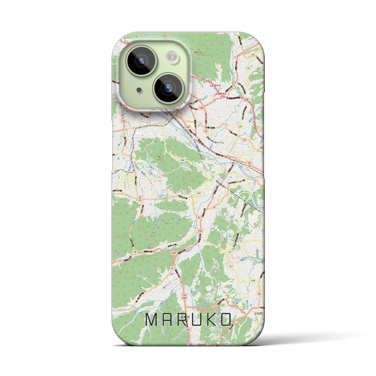 【丸子（長野県）】地図柄iPhoneケース（バックカバータイプ）