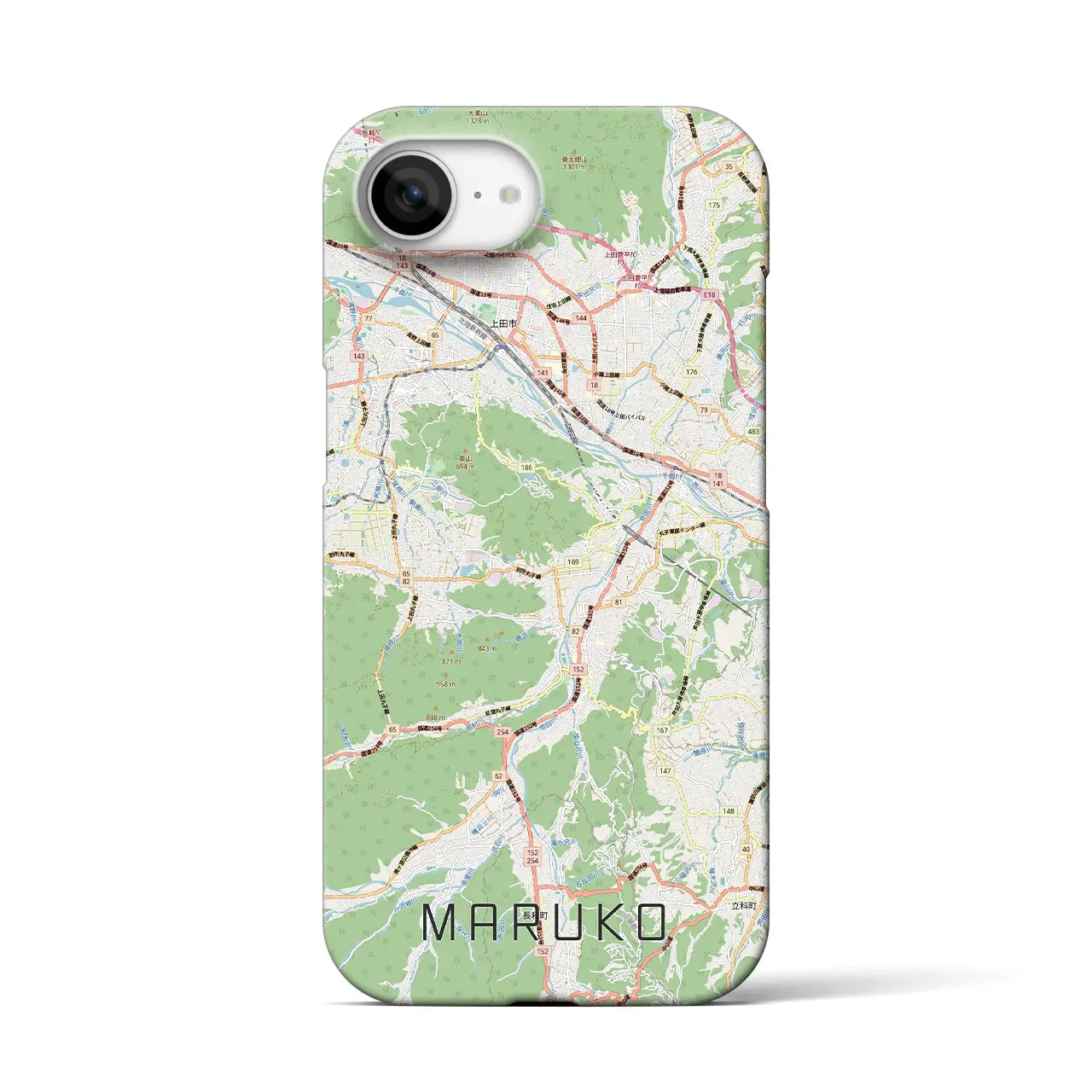 【丸子（長野県）】地図柄iPhoneケース（バックカバータイプ）