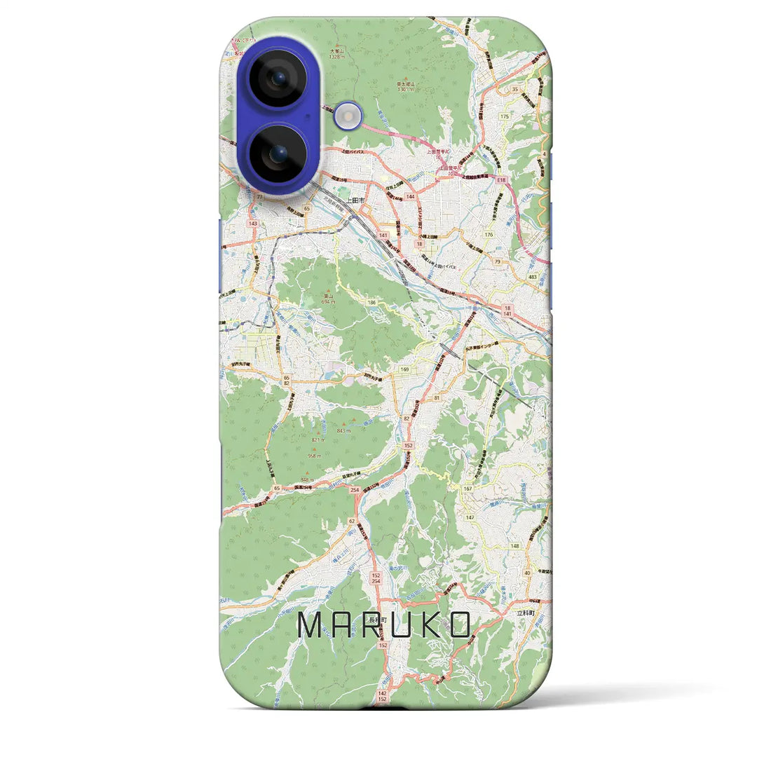 【丸子（長野県）】地図柄iPhoneケース（バックカバータイプ）ブラック・iPhone 16 Pro Max 用