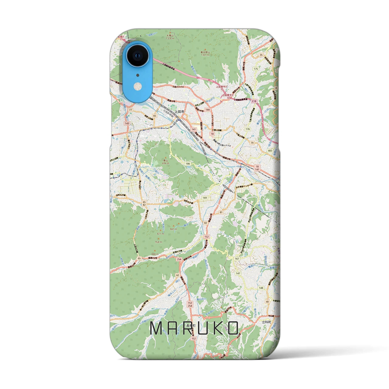 【丸子（長野県）】地図柄iPhoneケース（バックカバータイプ）