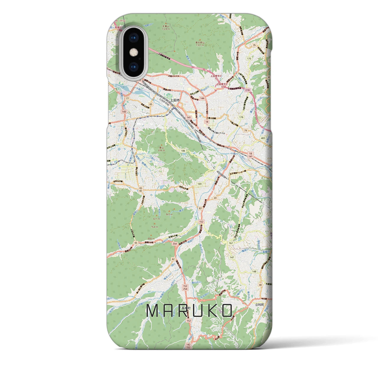 【丸子（長野県）】地図柄iPhoneケース（バックカバータイプ）