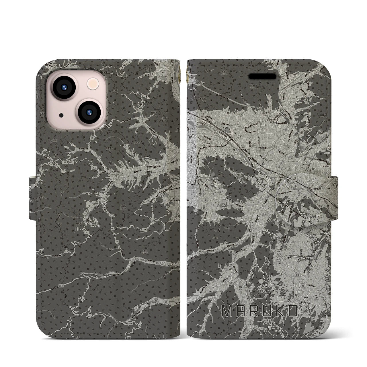 【丸子（長野県）】地図柄iPhoneケース（手帳タイプ）