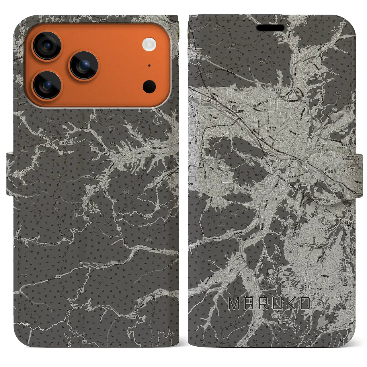 【丸子（長野県）】地図柄iPhoneケース（手帳タイプ）