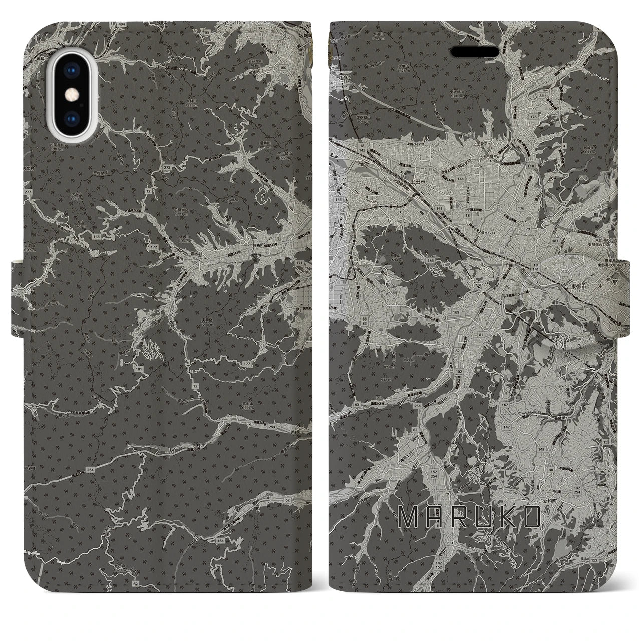 【丸子（長野県）】地図柄iPhoneケース（手帳タイプ）