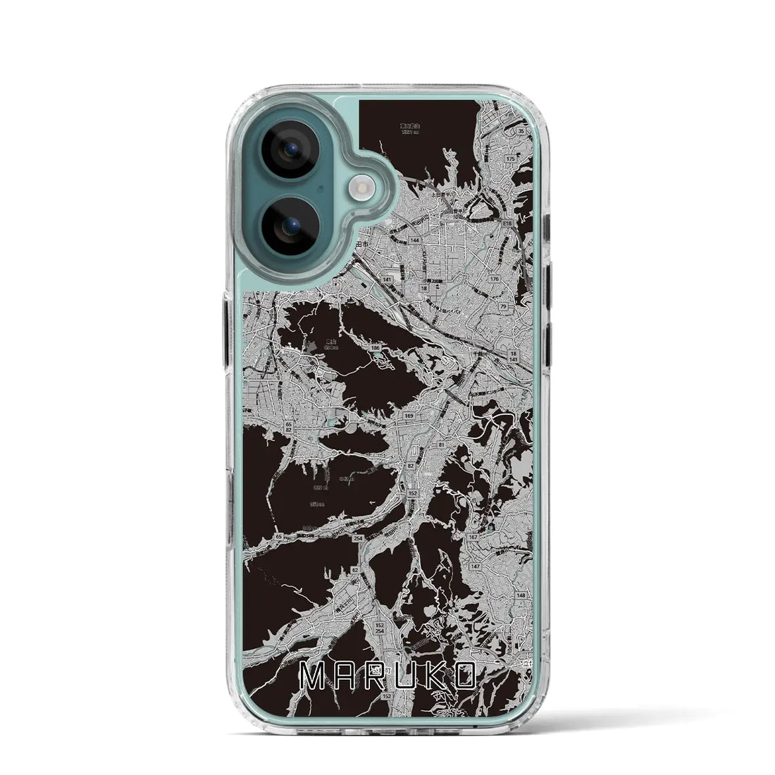 【丸子(長野県)】地図柄iPhoneケース(MagSafeタイプ)モノトーン・iPhone 16 Pro 用