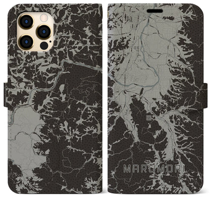 【丸森（宮城県）】地図柄iPhoneケース（手帳タイプ）モノトーン・iPhone 12 Pro Max 用
