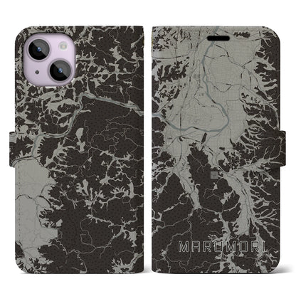 【丸森（宮城県）】地図柄iPhoneケース（手帳タイプ）モノトーン・iPhone 14 用