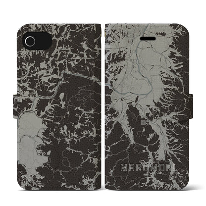 【丸森（宮城県）】地図柄iPhoneケース（手帳タイプ）モノトーン・iPhone SE（第3 / 第2世代） / 8 / 7 / 6s / 6 用