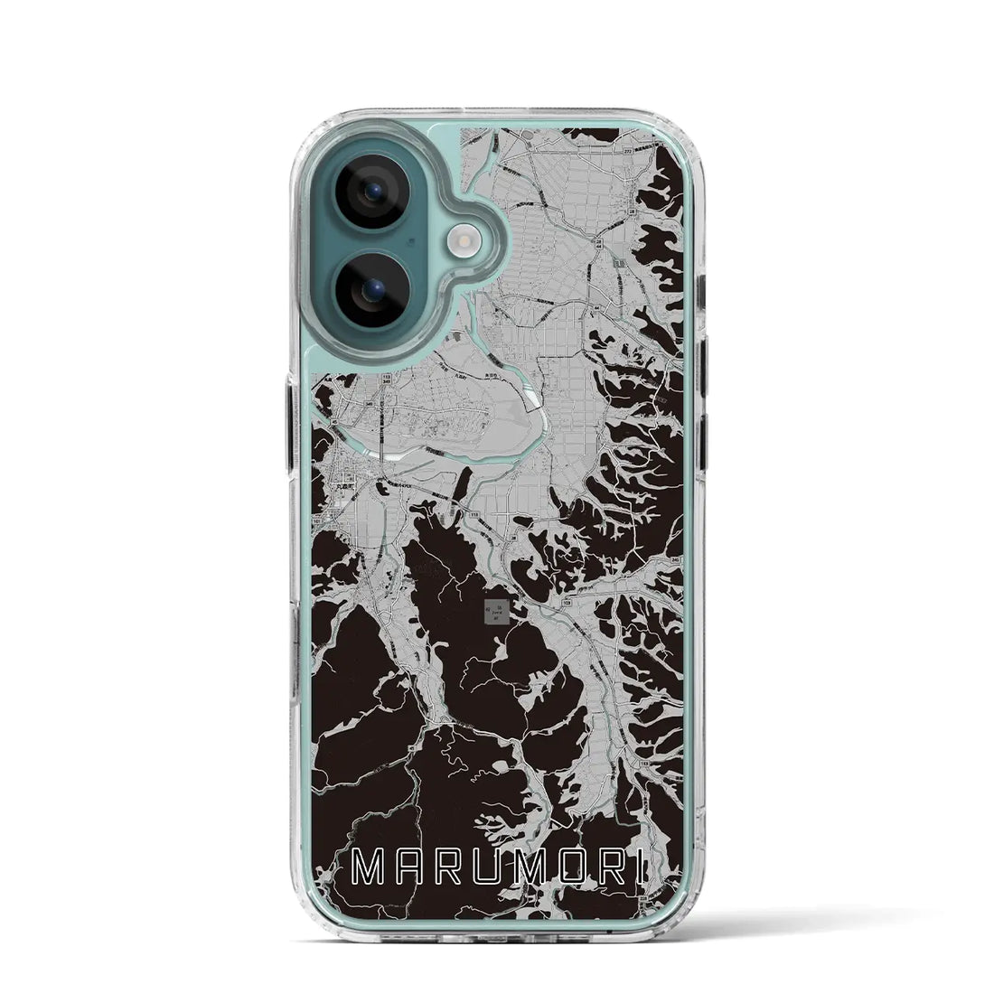 【丸森(宮城県)】地図柄iPhoneケース(MagSafeタイプ)モノトーン・iPhone 16 Pro 用