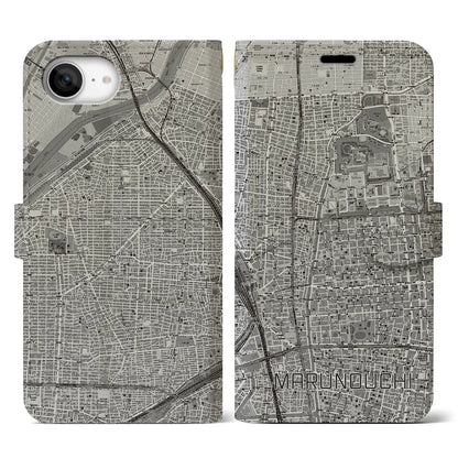 【丸の内（愛知県）】地図柄iPhoneケース（手帳タイプ）