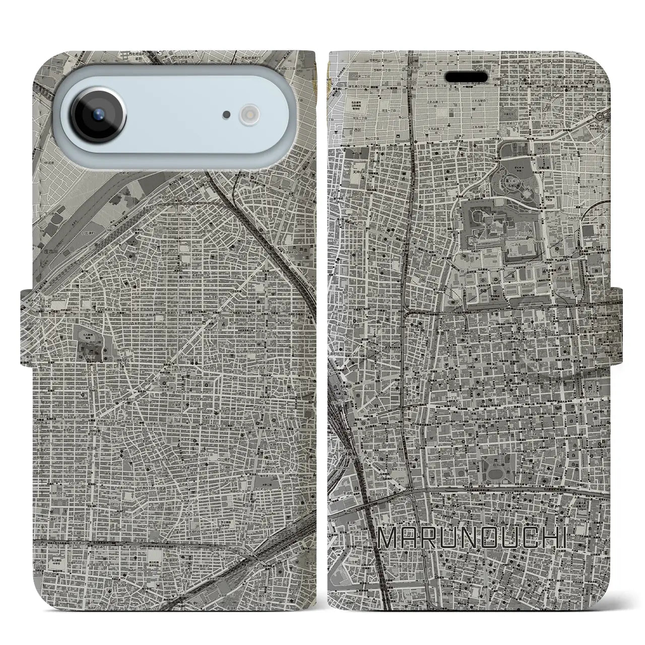 【丸の内（愛知県）】地図柄iPhoneケース（手帳タイプ）