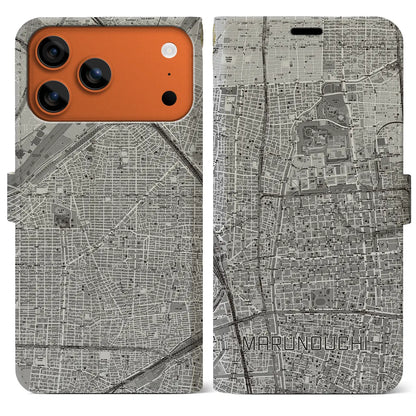 【丸の内（愛知県）】地図柄iPhoneケース（手帳タイプ）