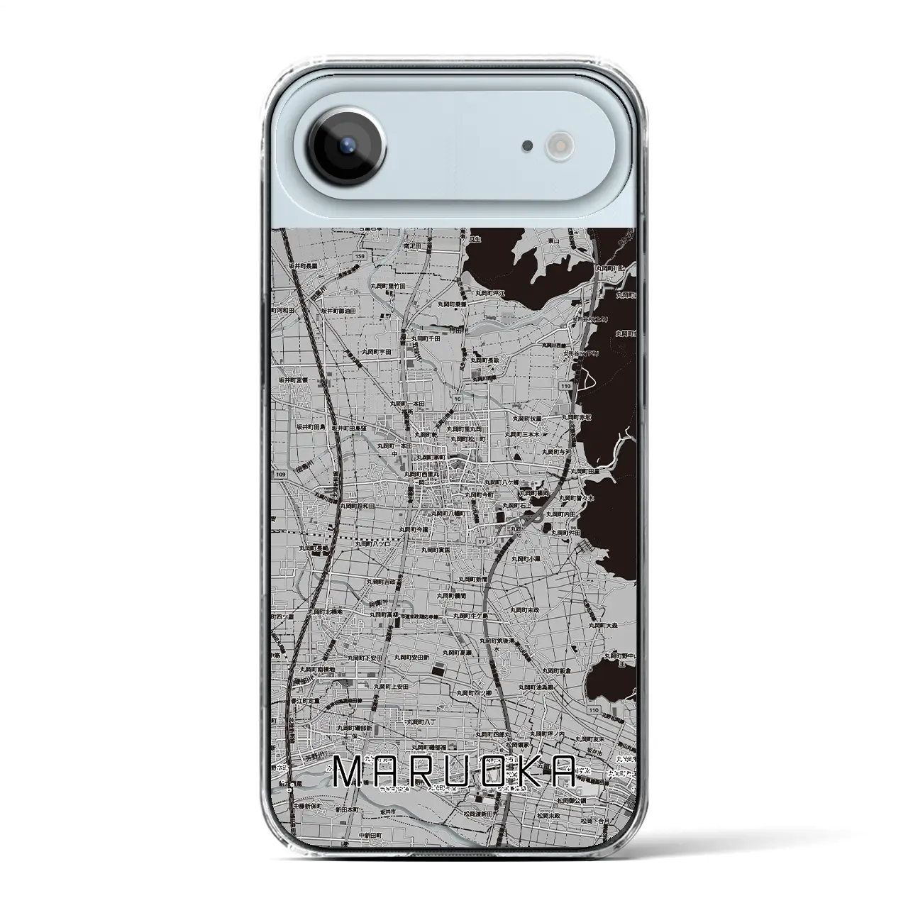 【丸岡（福井県）】地図柄iPhoneケース（クリアタイプ）モノトーン・iPhone 17 Pro Max 用