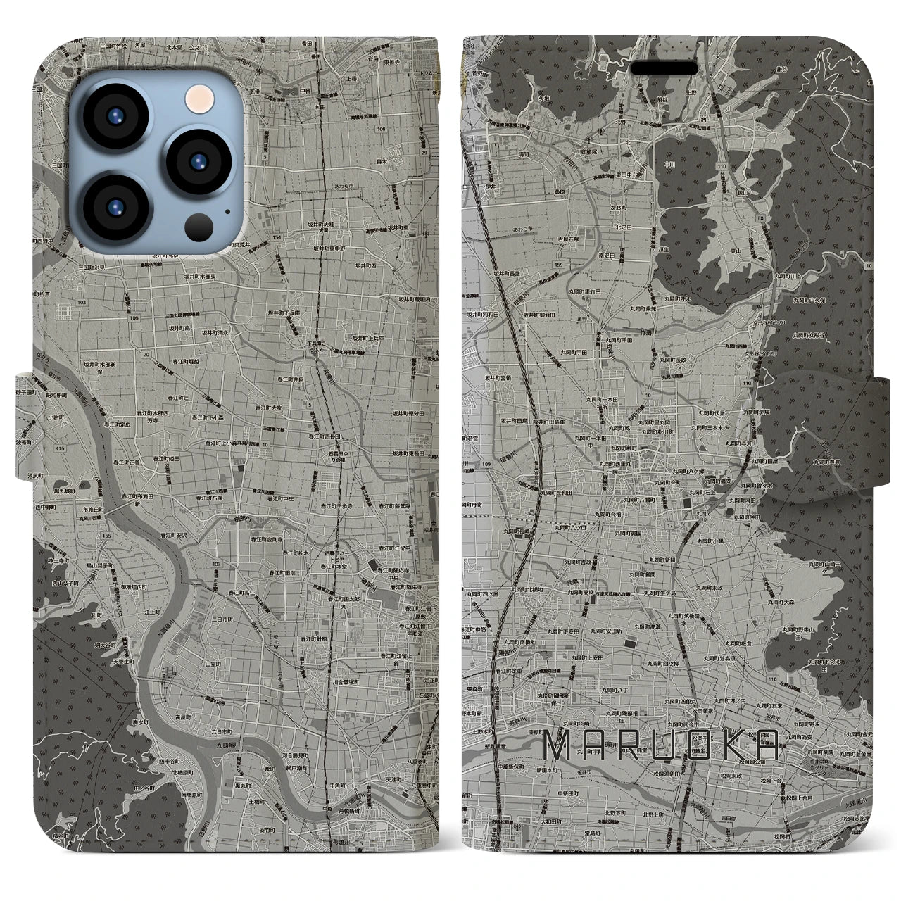 【丸岡（福井県）】地図柄iPhoneケース（手帳タイプ）