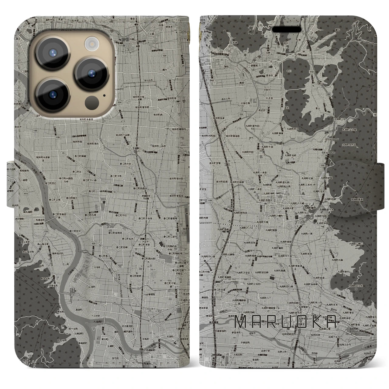 【丸岡（福井県）】地図柄iPhoneケース（手帳タイプ）