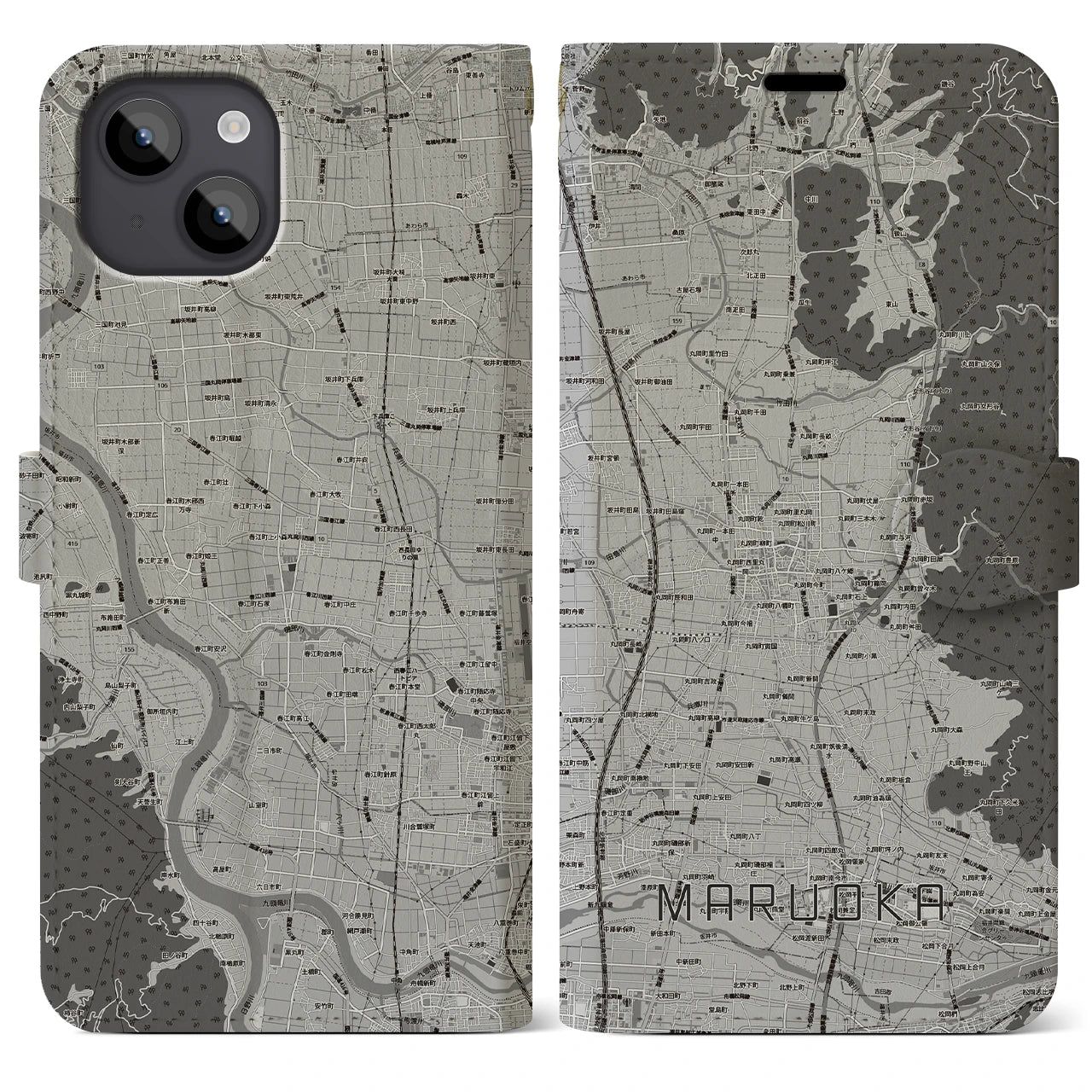 【丸岡（福井県）】地図柄iPhoneケース（手帳タイプ）