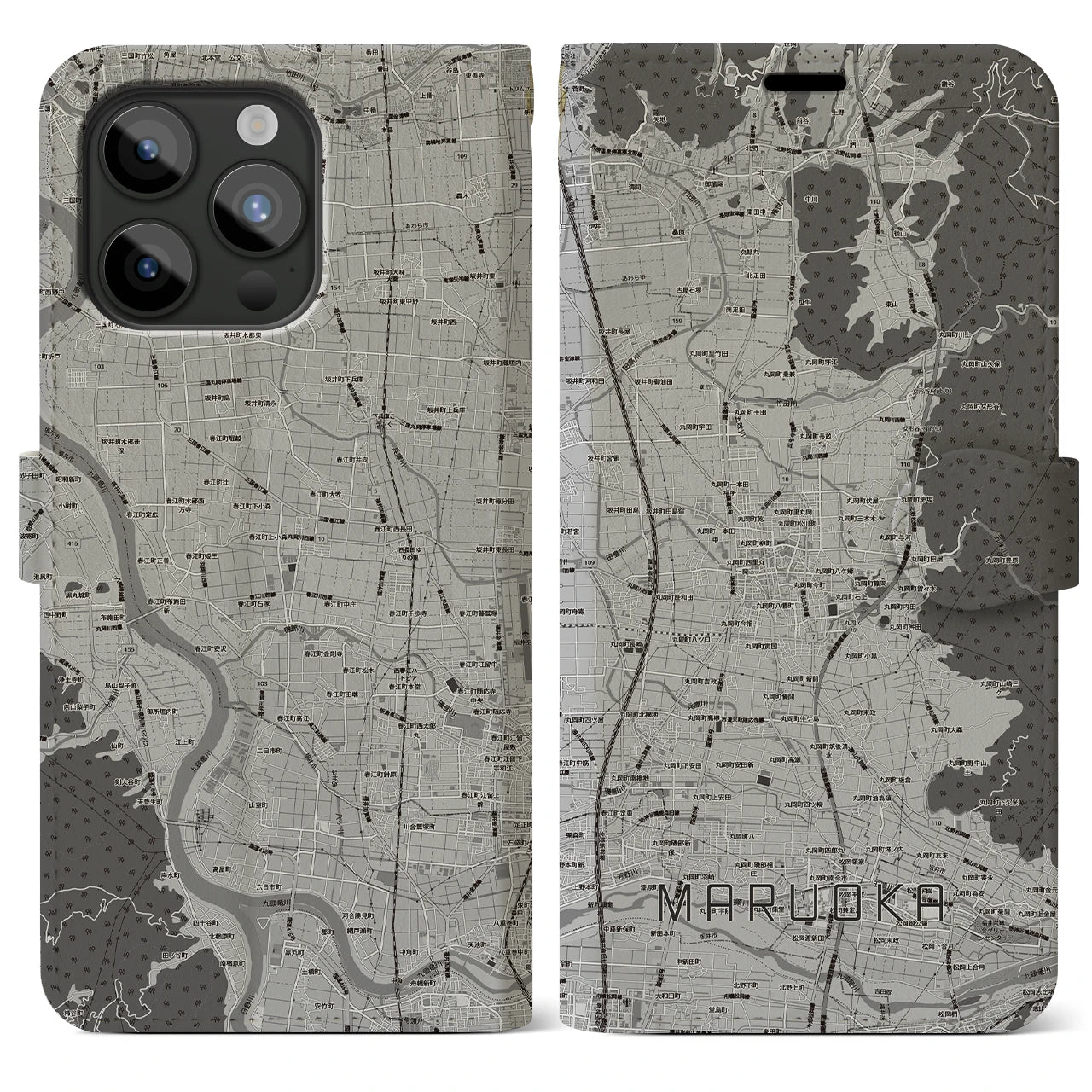 【丸岡（福井県）】地図柄iPhoneケース（手帳タイプ）