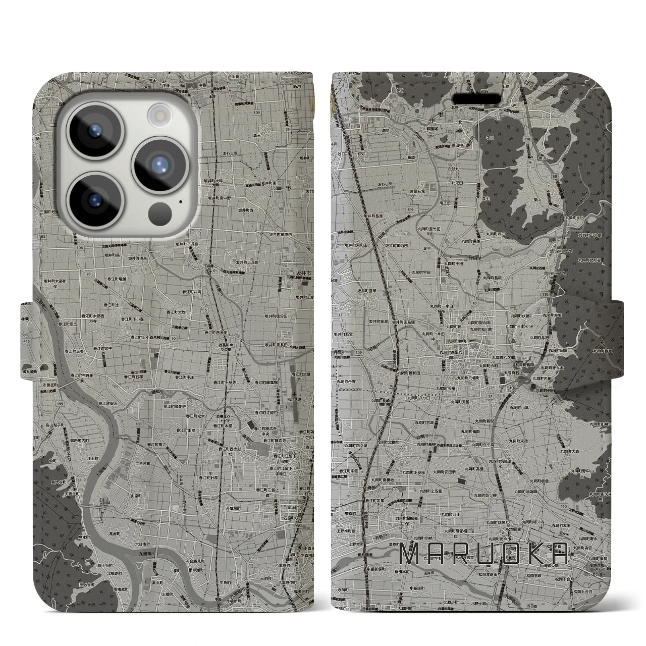 【丸岡（福井県）】地図柄iPhoneケース（手帳タイプ）