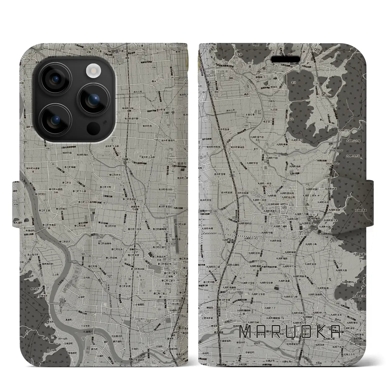 【丸岡（福井県）】地図柄iPhoneケース（手帳タイプ）