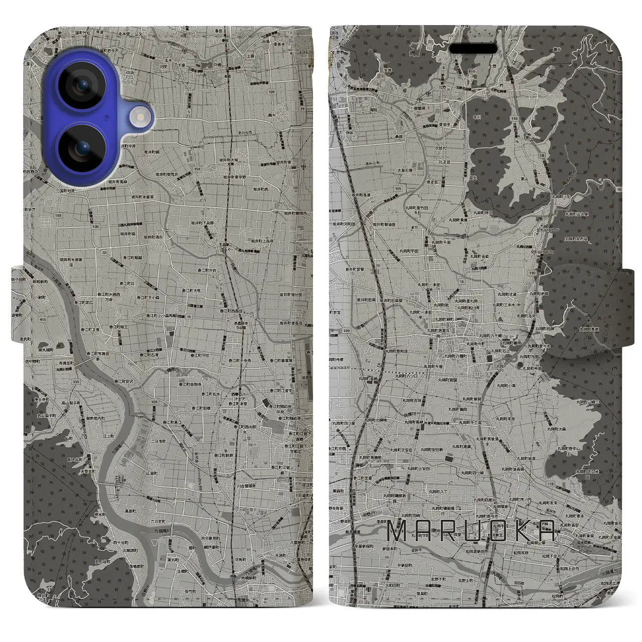 【丸岡（福井県）】地図柄iPhoneケース（手帳タイプ）