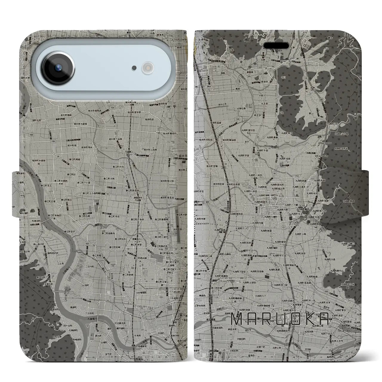 【丸岡（福井県）】地図柄iPhoneケース（手帳タイプ）