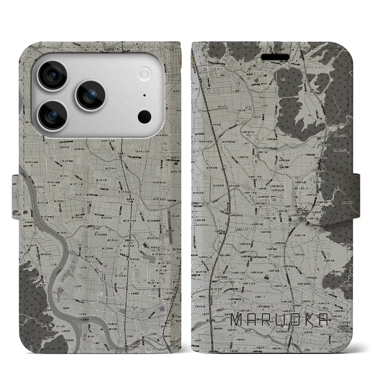 【丸岡（福井県）】地図柄iPhoneケース（手帳タイプ）