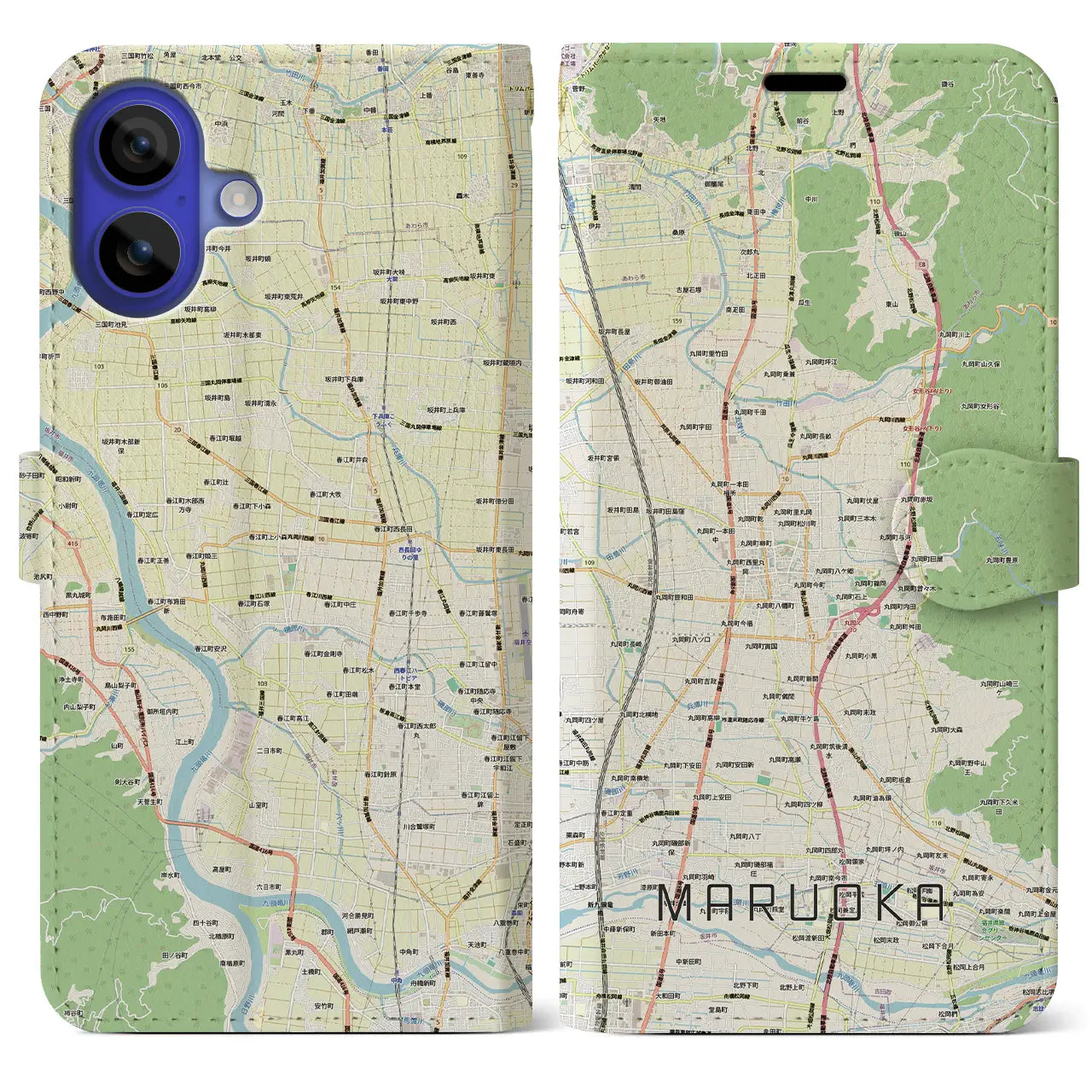 【丸岡（福井県）】地図柄iPhoneケース（手帳タイプ）