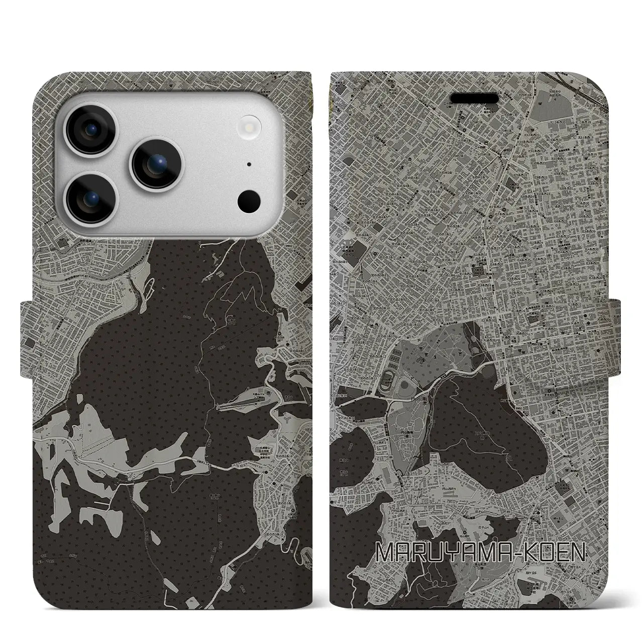 【円山公園（北海道）】地図柄iPhoneケース（手帳タイプ）