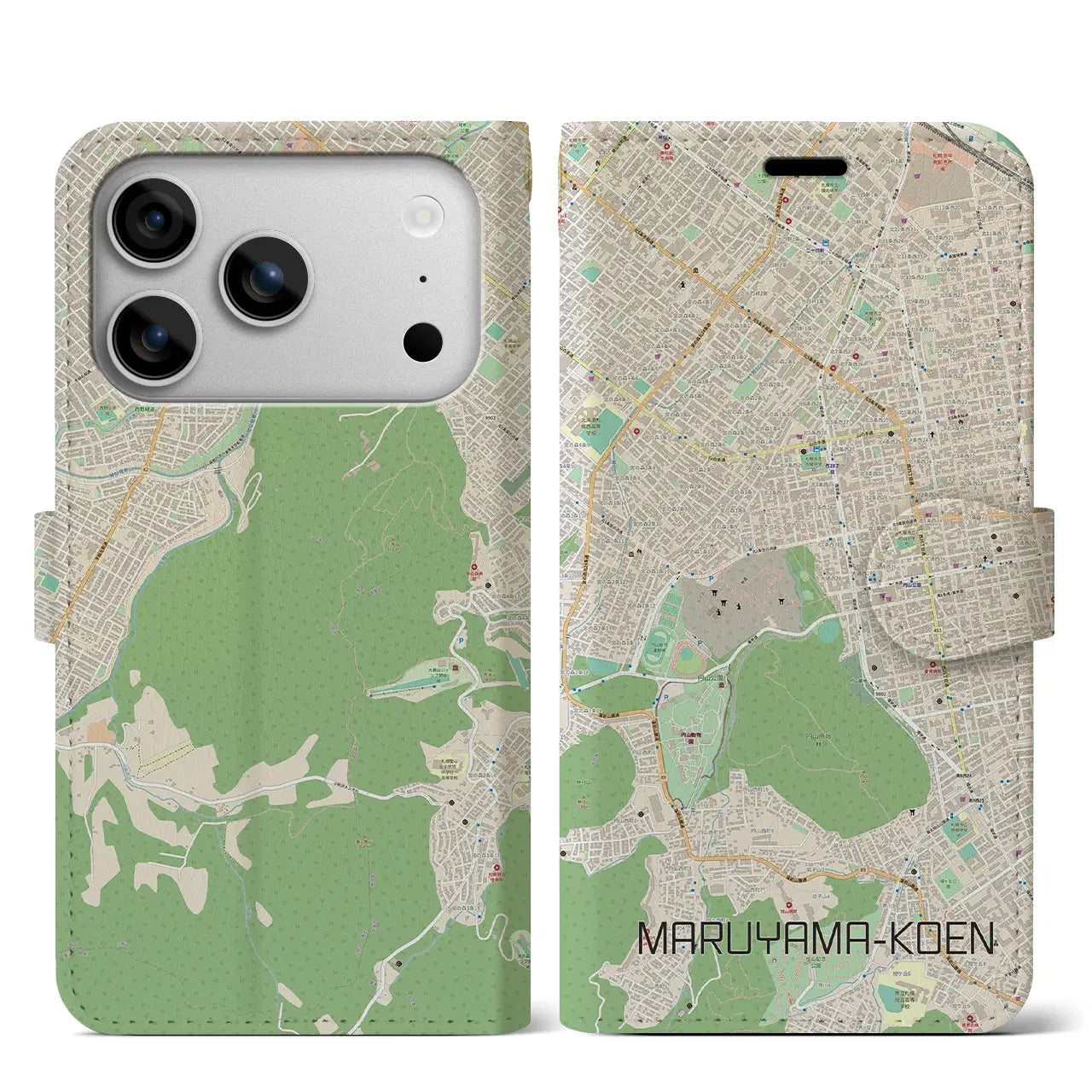 【円山公園（北海道）】地図柄iPhoneケース（手帳タイプ）