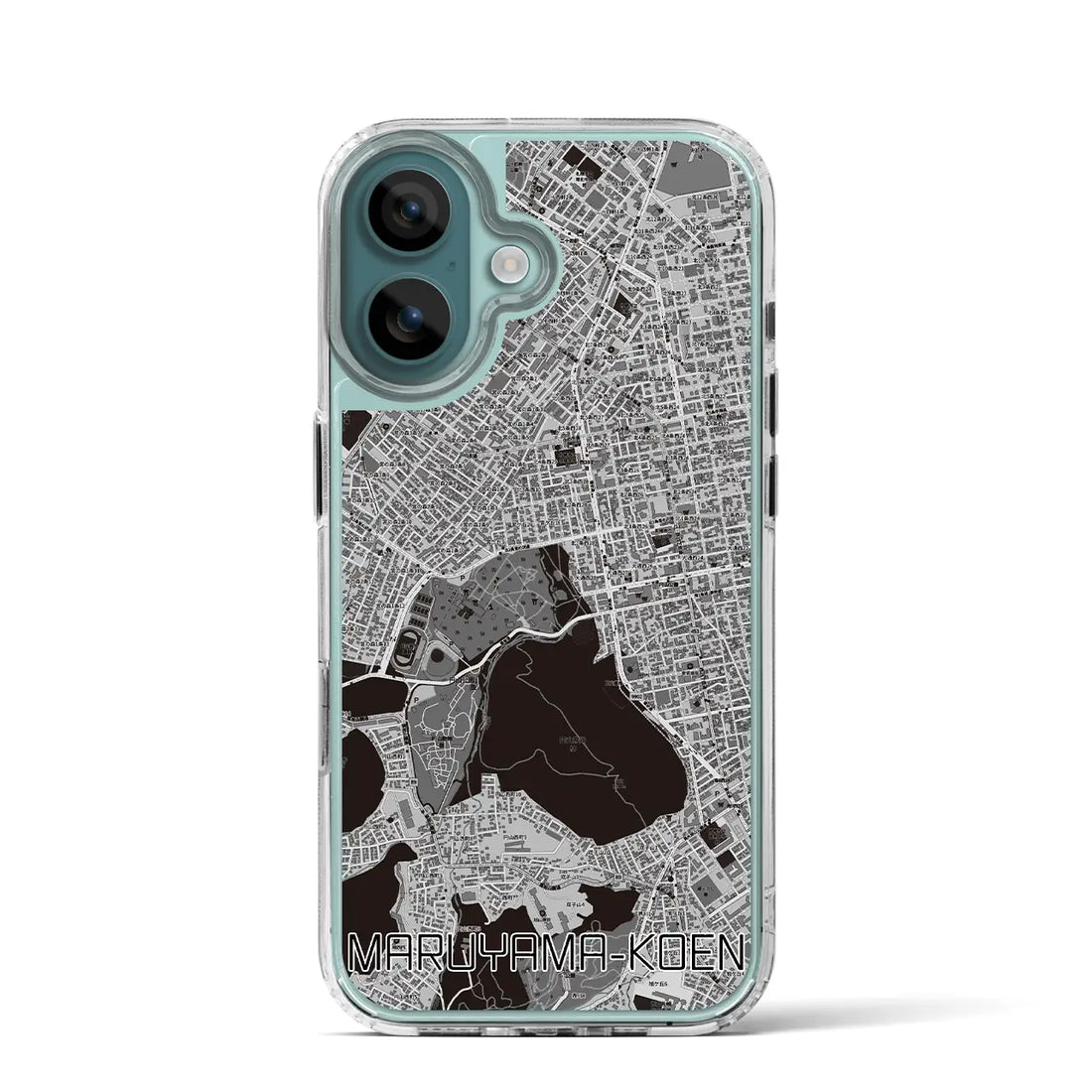 【円山公園（北海道）】地図柄iPhoneケース（MagSafeタイプ）モノトーン・iPhone 16 Pro 用