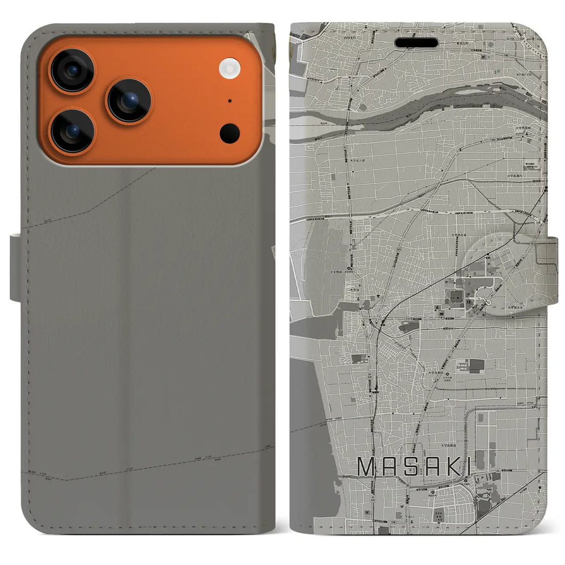 【松前（愛媛県）】地図柄iPhoneケース（手帳タイプ）