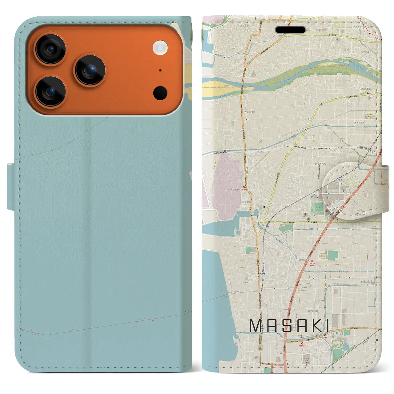 【松前（愛媛県）】地図柄iPhoneケース（手帳タイプ）