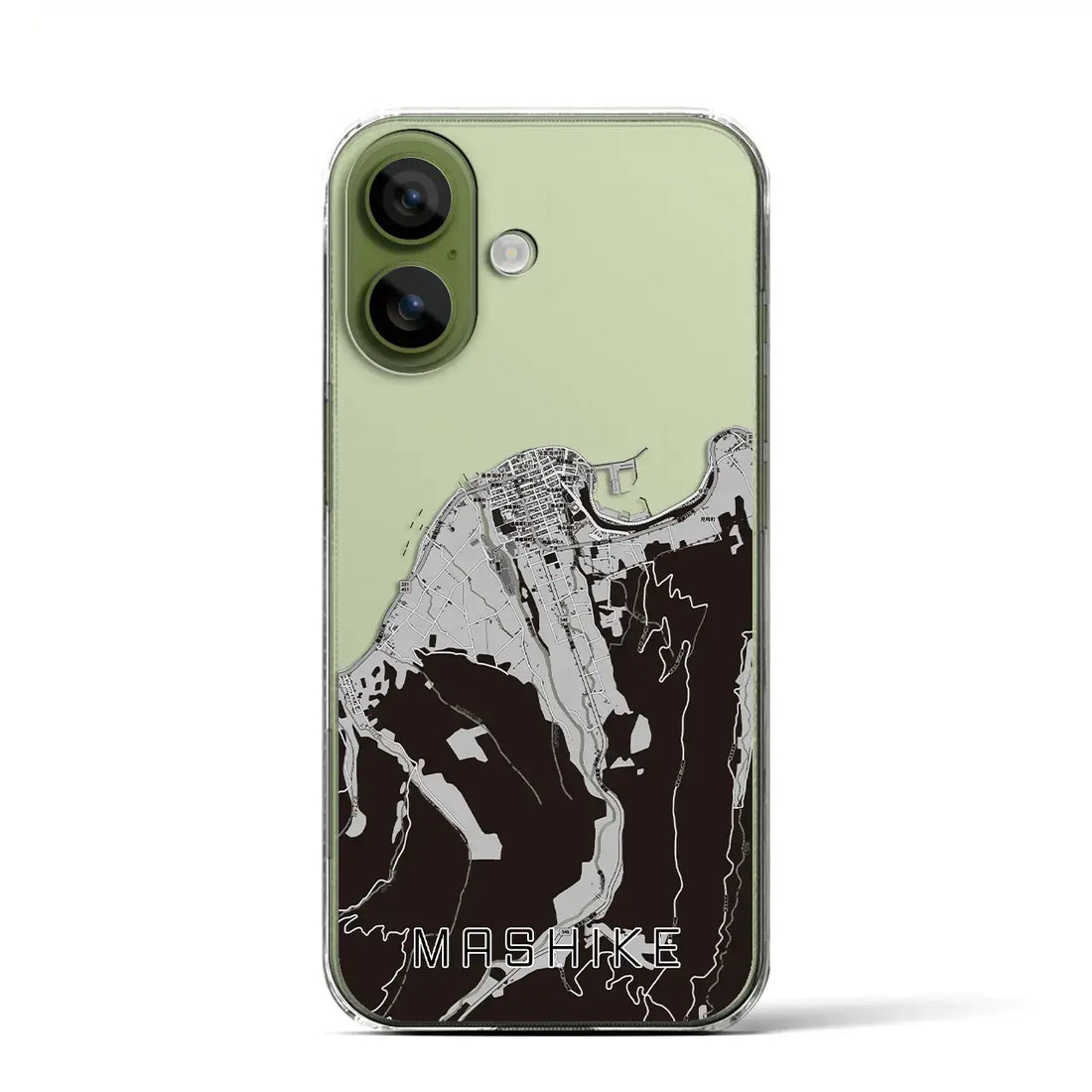 【増毛（北海道）】地図柄iPhoneケース（クリアタイプ）モノトーン・iPhone 17 Pro Max 用