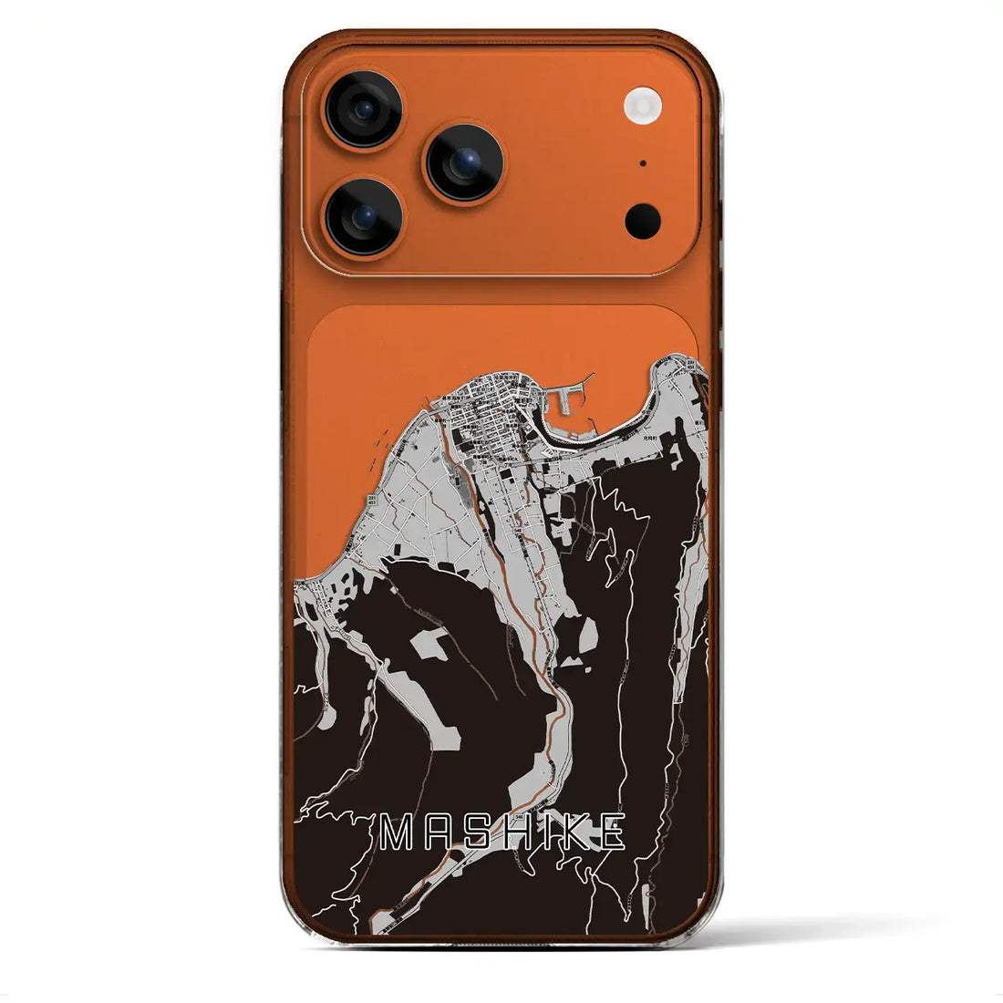【増毛(北海道)】地図柄iPhoneケース(クリアタイプ)モノトーン・iPhone 17 Pro Max 用