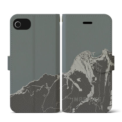 【増毛（北海道）】地図柄iPhoneケース（手帳タイプ）モノトーン・iPhone SE（第3 / 第2世代） / 8 / 7 / 6s / 6 用