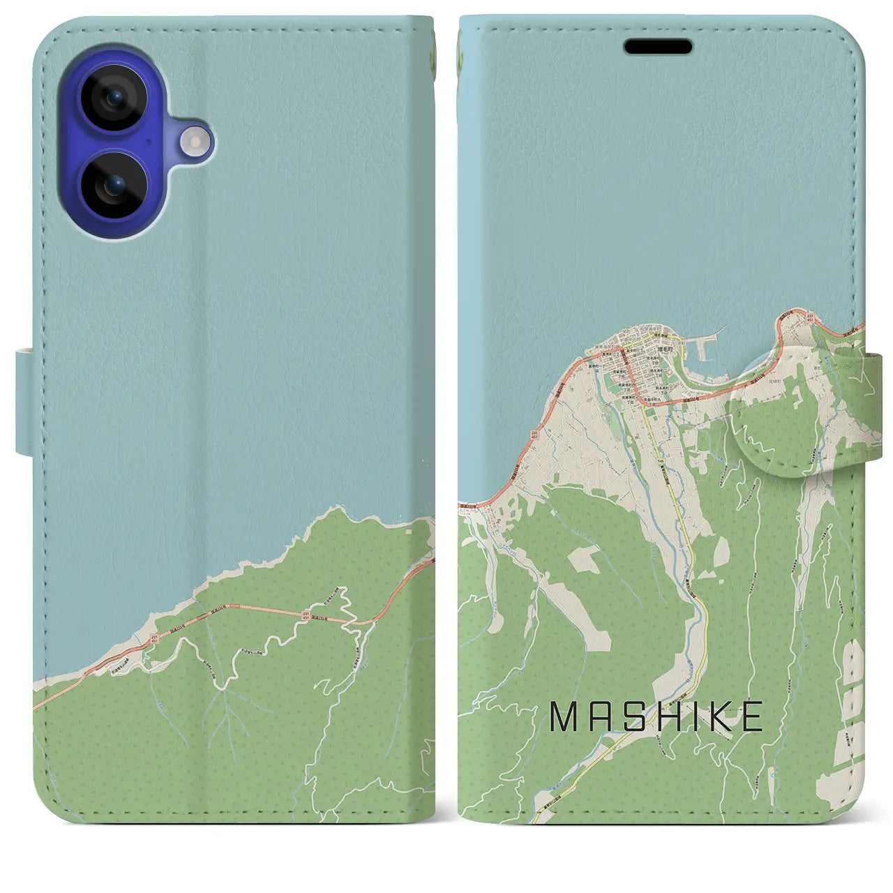 【増毛（北海道）】地図柄iPhoneケース（手帳タイプ）ナチュラル・iPhone 16 Pro Max 用