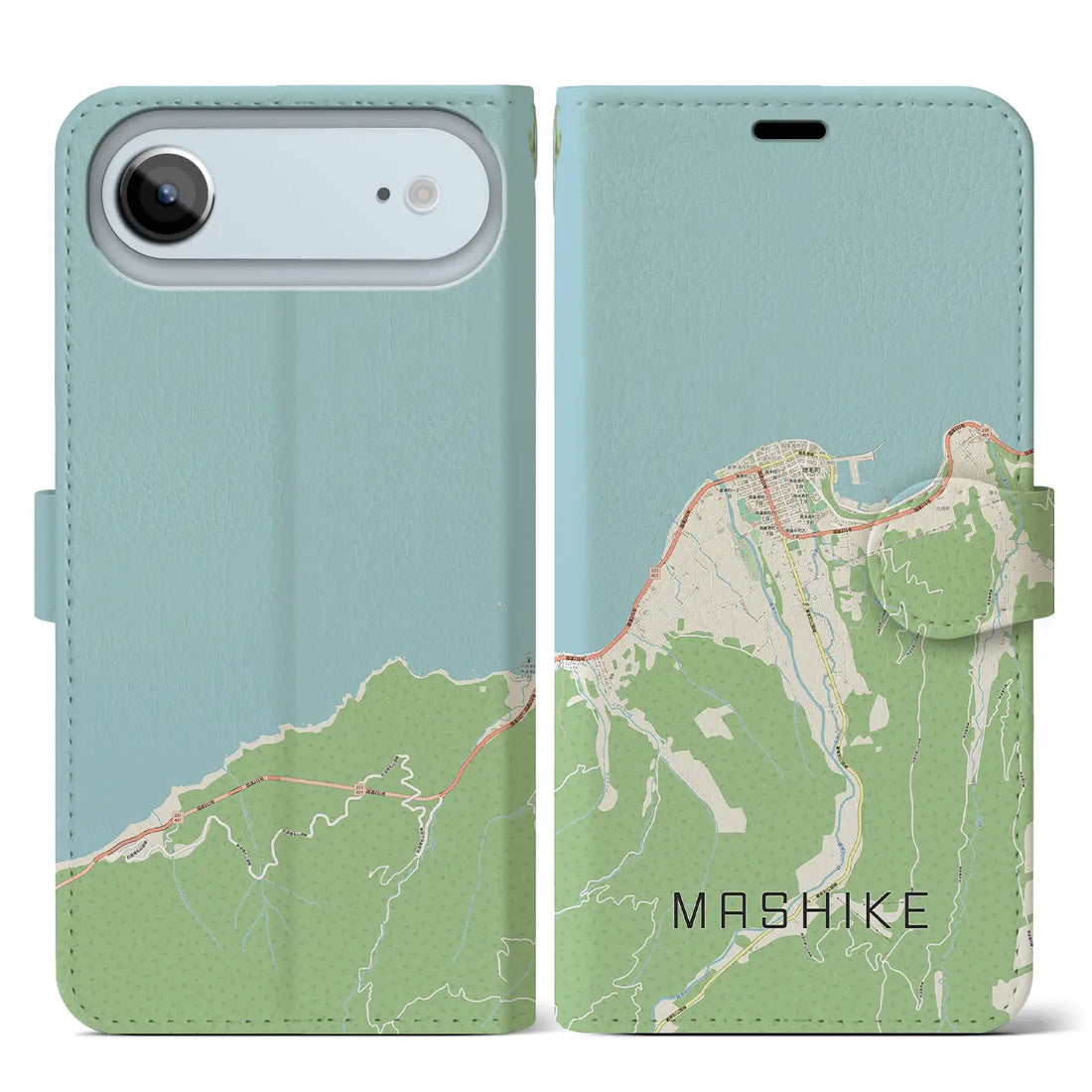 【増毛(北海道)】地図柄iPhoneケース(手帳タイプ)モノトーン・iPhone 17 Pro Max 用