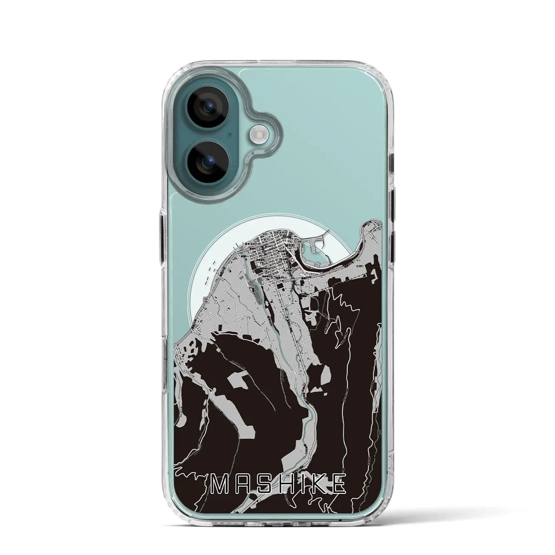 【増毛（北海道）】地図柄iPhoneケース（MagSafeタイプ）モノトーン・iPhone 16 Pro 用