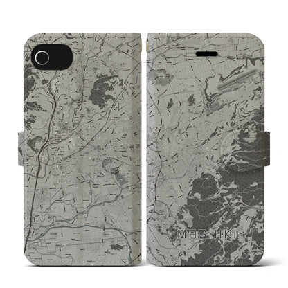 【益城（熊本県）】地図柄iPhoneケース（手帳タイプ）モノトーン・iPhone SE（第3 / 第2世代） / 8 / 7 / 6s / 6 用