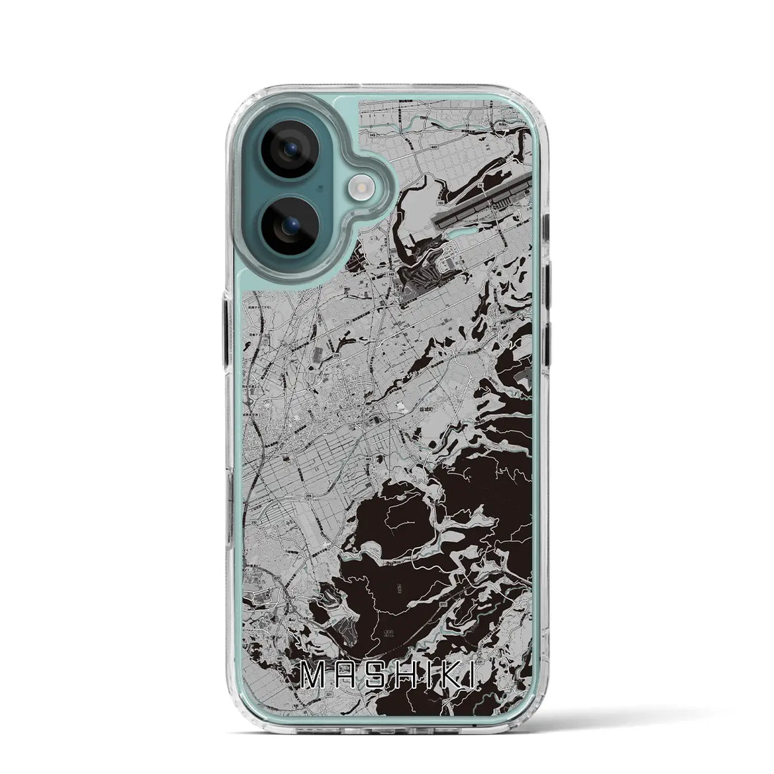 【益城（熊本県）】地図柄iPhoneケース（MagSafeタイプ）モノトーン・iPhone 16 Pro 用