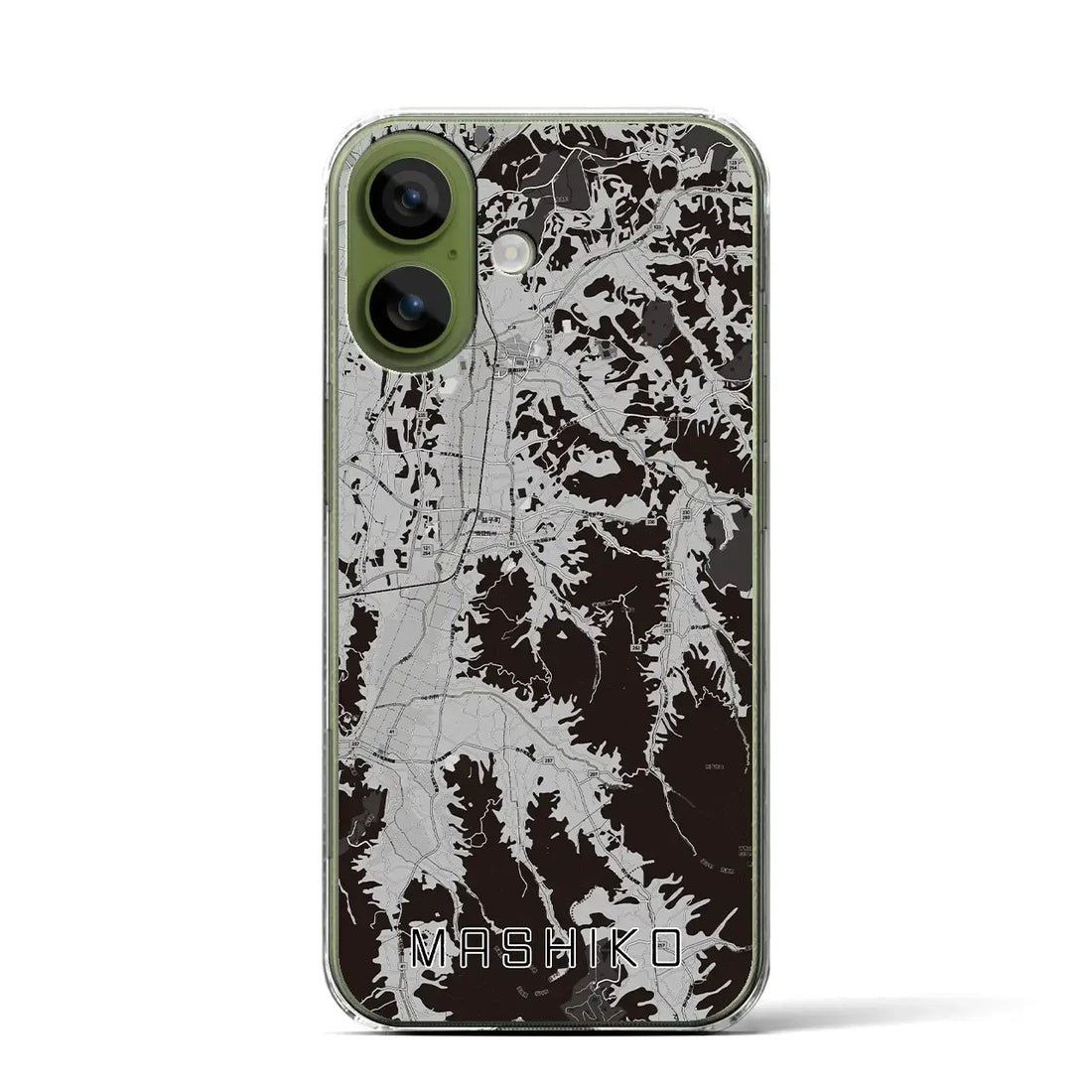 【益子（栃木県）】地図柄iPhoneケース（クリアタイプ）モノトーン・iPhone 17 Pro Max 用
