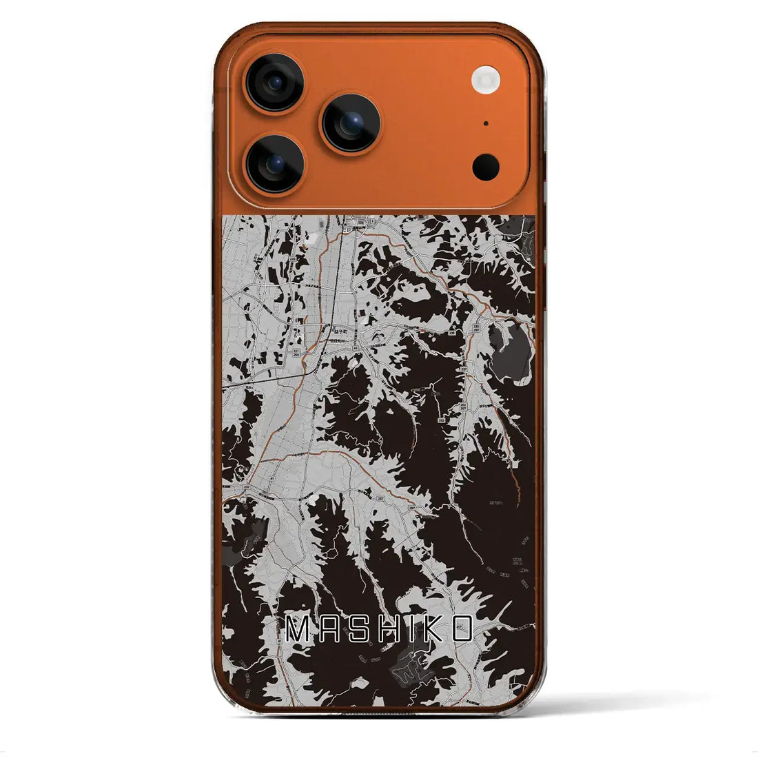 【益子(栃木県)】地図柄iPhoneケース(クリアタイプ)モノトーン・iPhone 17 Pro Max 用