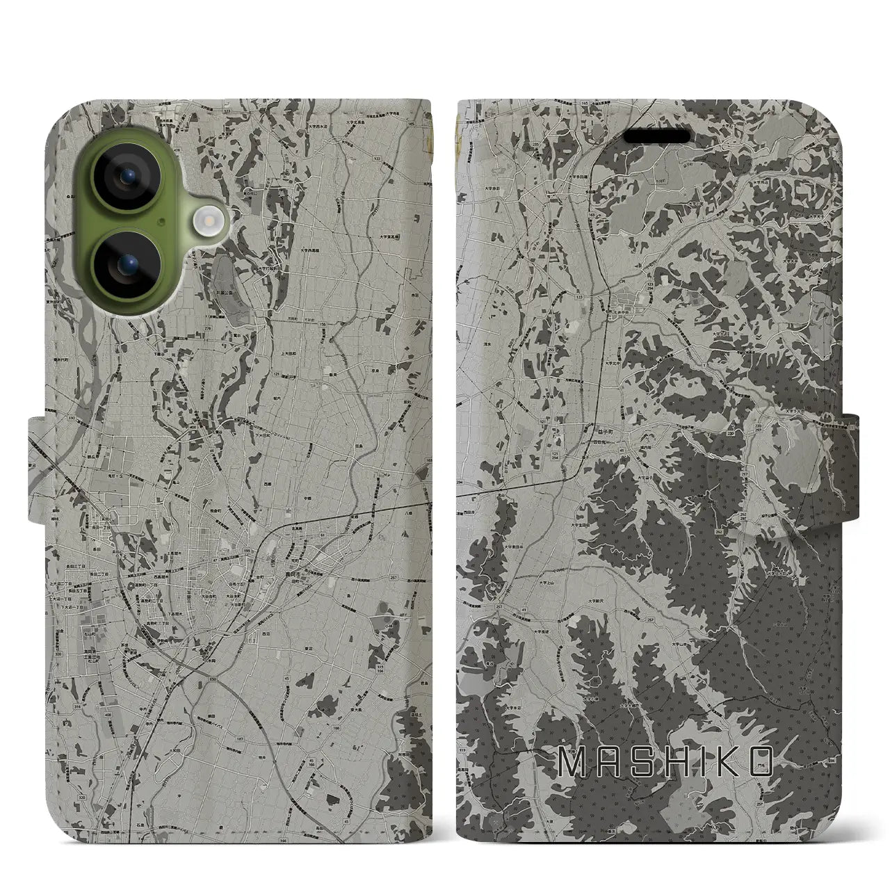 【益子（栃木県）】地図柄iPhoneケース（手帳タイプ）