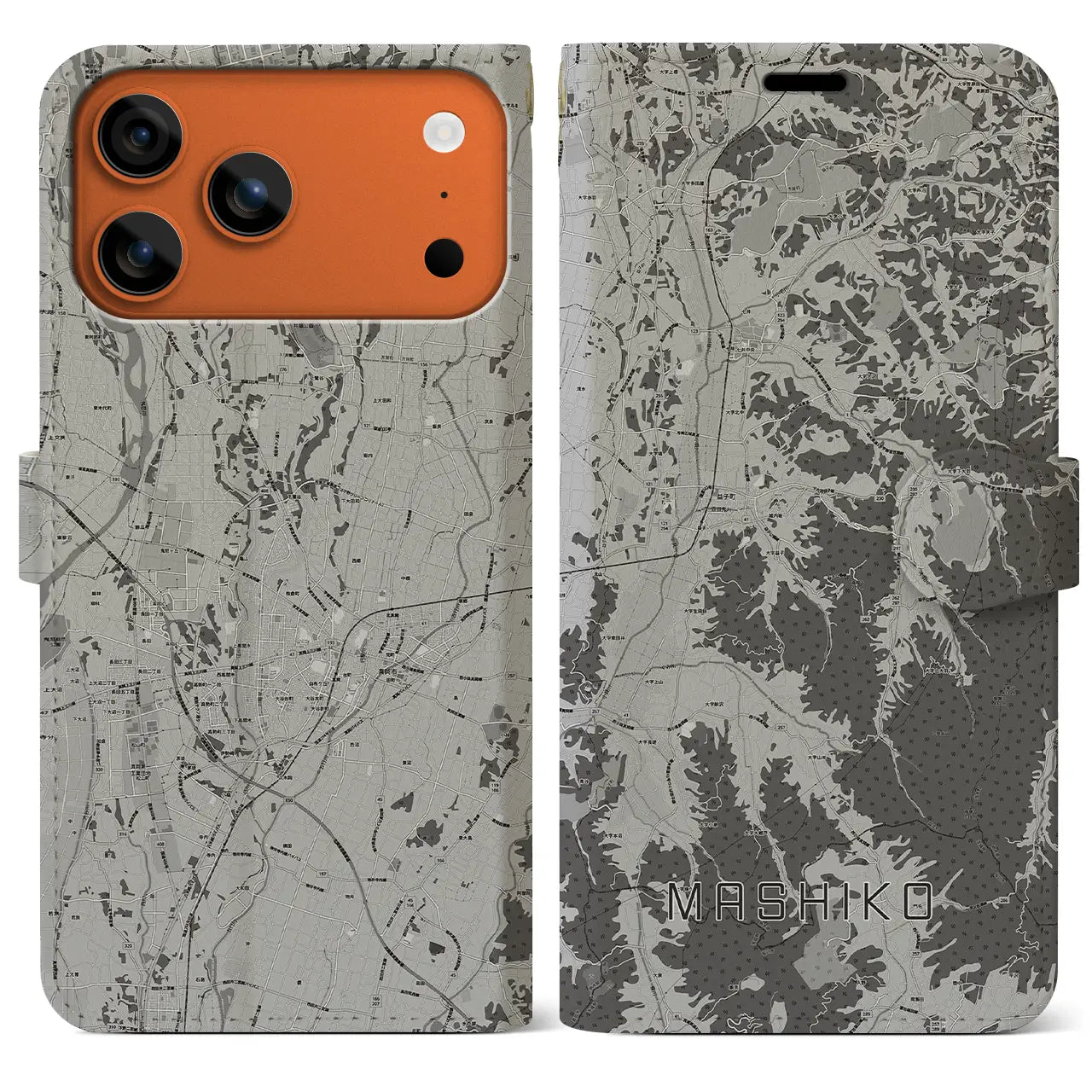 【益子（栃木県）】地図柄iPhoneケース（手帳タイプ）