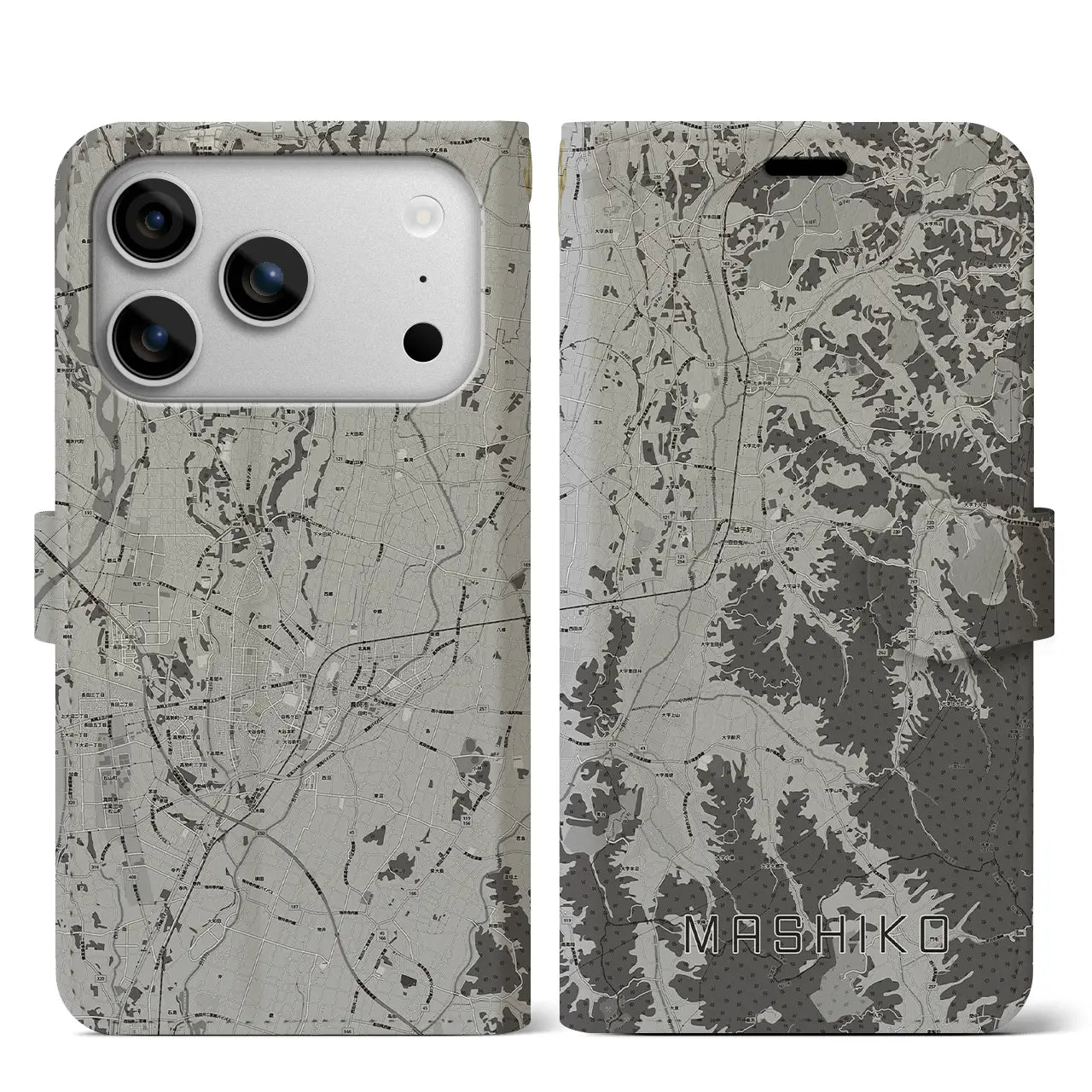 【益子（栃木県）】地図柄iPhoneケース（手帳タイプ）