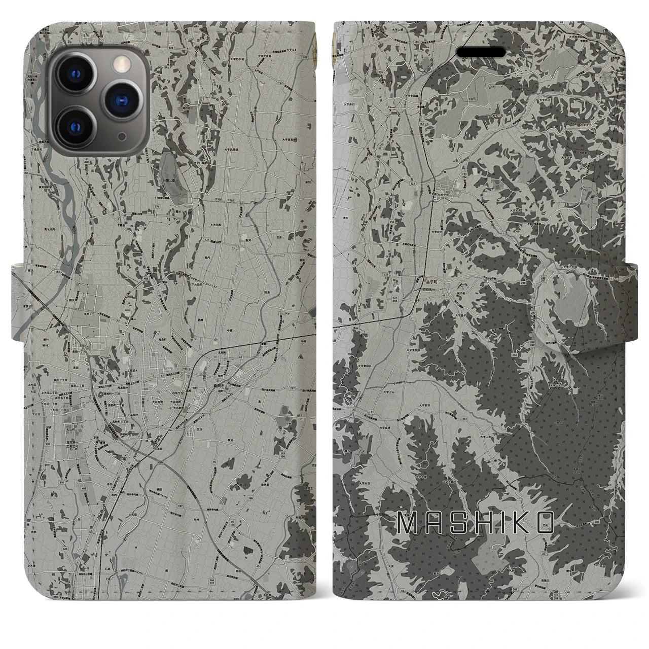 【益子（栃木県）】地図柄iPhoneケース（手帳タイプ）