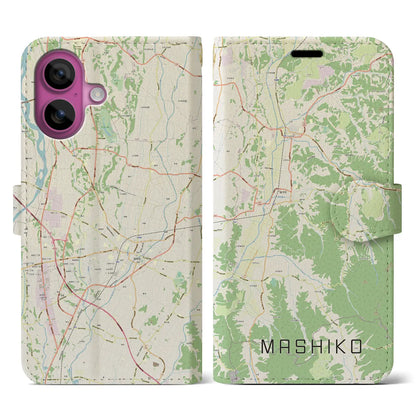 【益子（栃木県）】地図柄iPhoneケース（手帳タイプ）ナチュラル・iPhone 16 Pro 用