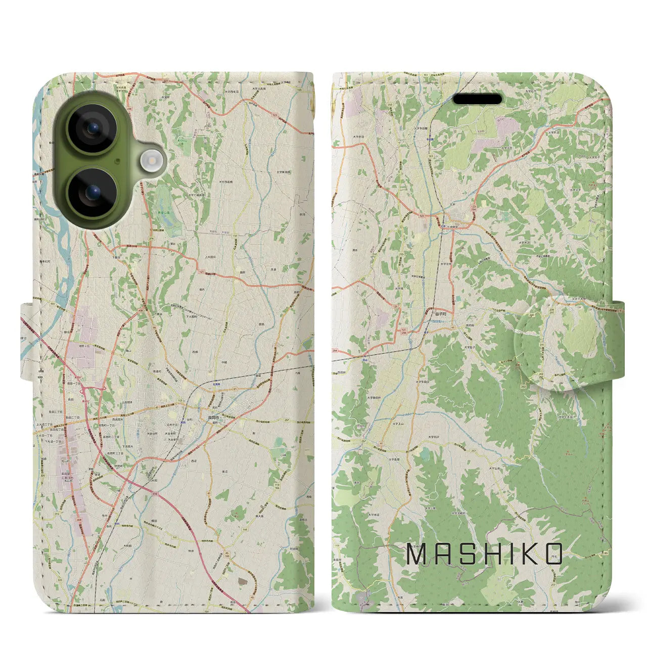 【益子（栃木県）】地図柄iPhoneケース（手帳タイプ）