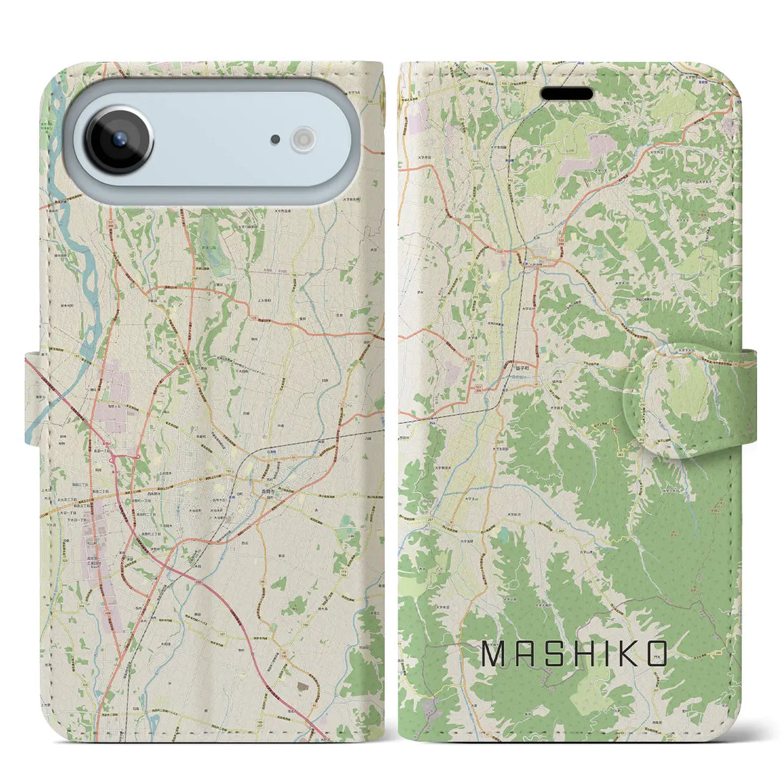 【益子(栃木県)】地図柄iPhoneケース(手帳タイプ)モノトーン・iPhone 17 Pro Max 用