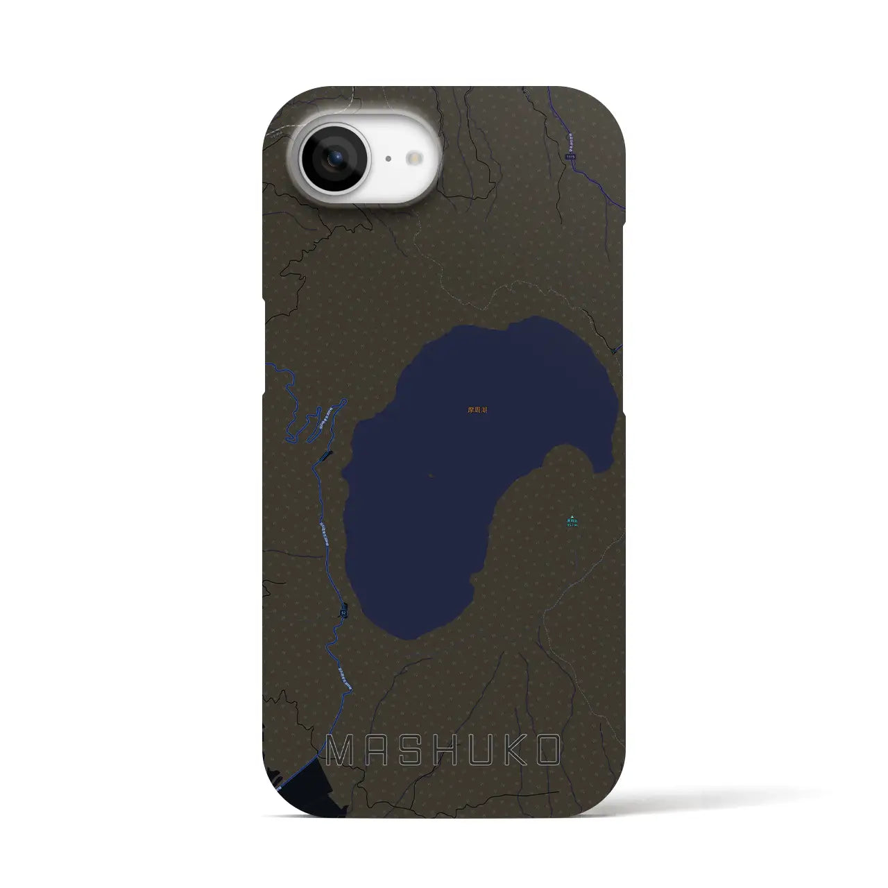 【摩周湖（北海道）】地図柄iPhoneケース（バックカバータイプ）